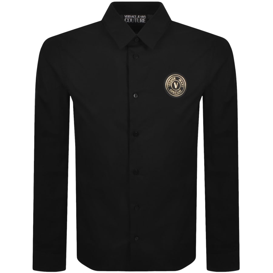 versace jeans couture ブラック長袖トップス Versace Jeans Couture Patch Shirt Black | Mainline Menswear us